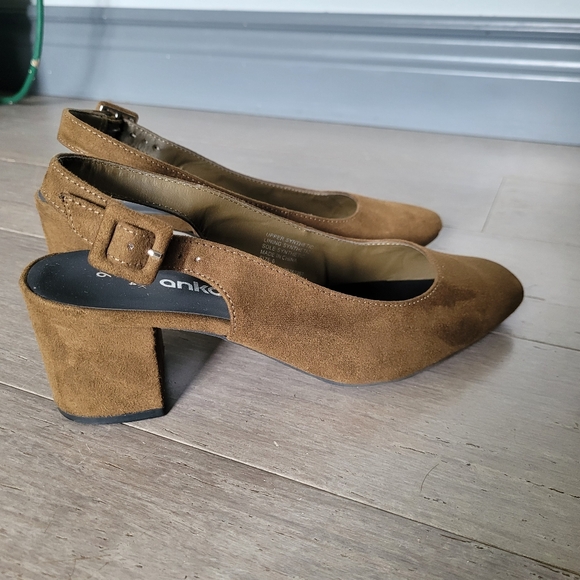Anko Olive Suede Slingback Heels - Picture 5 of 9